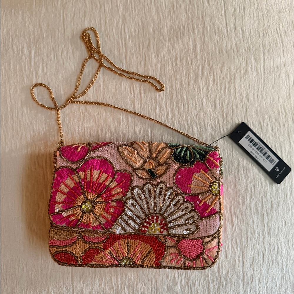 Lulus Floral Beaded Crossbody Bag